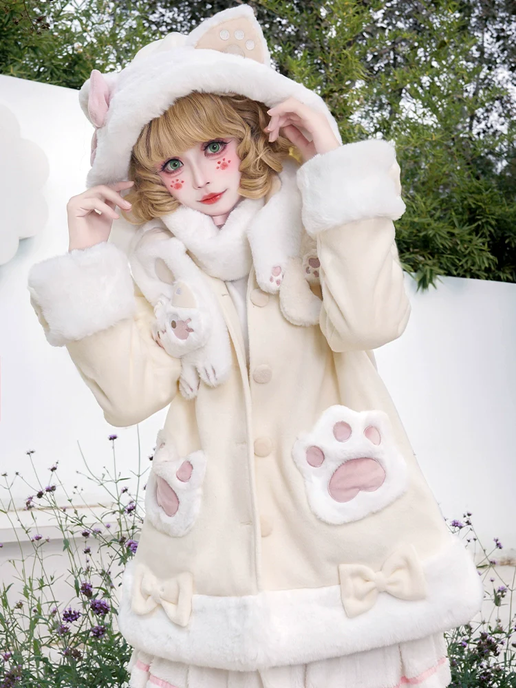 Calico Cat - Kawaii Lolita Plush Coat Lovely Warm Winter Coat - Image 5