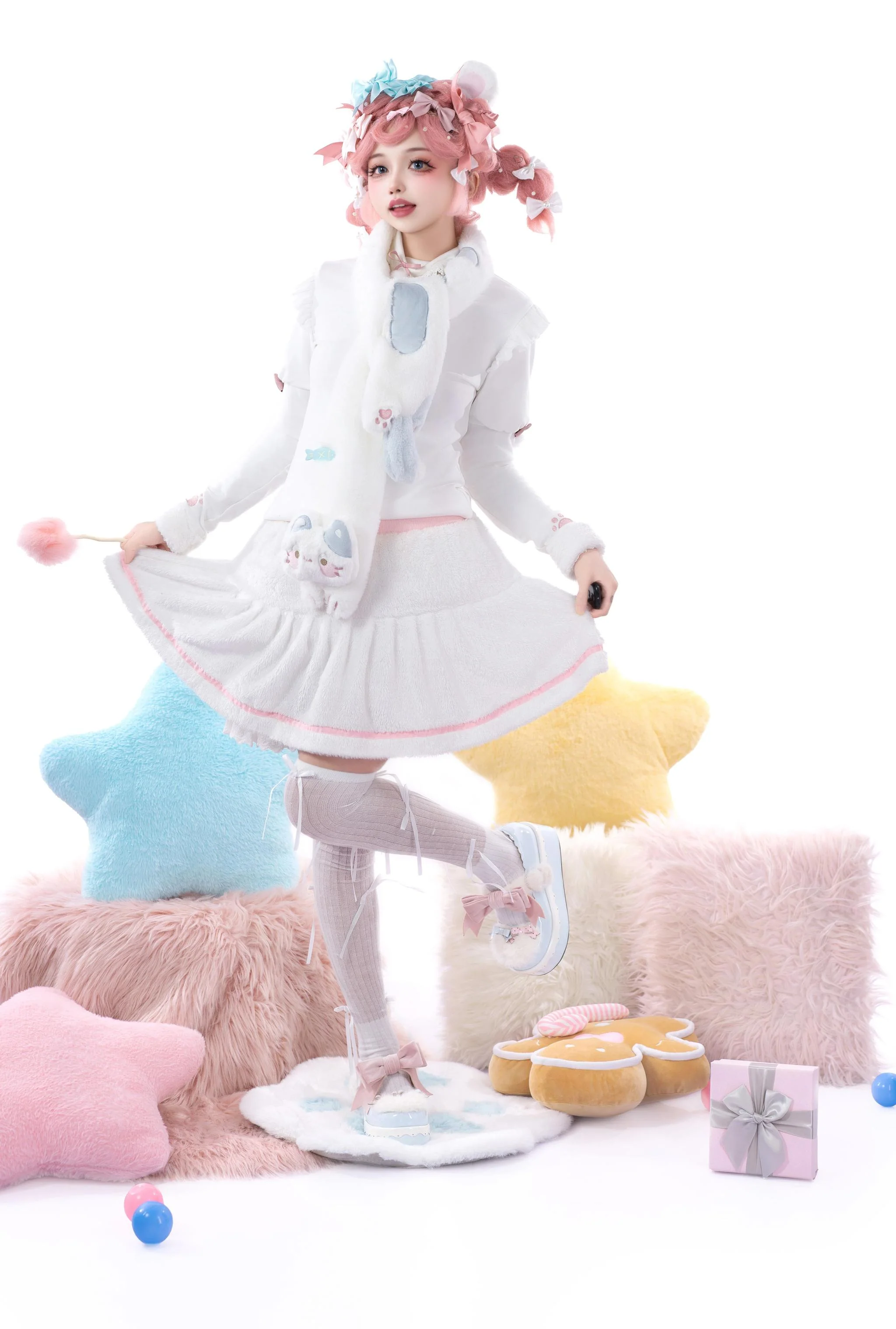 Calico Cat - Kawaii Lolita Plush Coat Lovely Warm Winter Coat - Image 8
