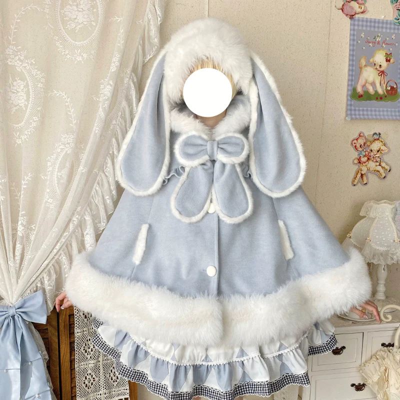 Qianmu - Lop Bunny - Kawaii Lolita Plush Hooded Cape - Image 13