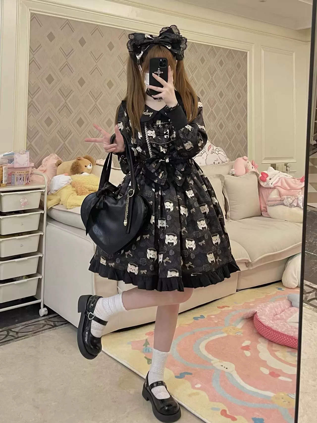 Tiger in Autumn - Kawaii Lolita OP Dress Set, Tiger Print - Image 3