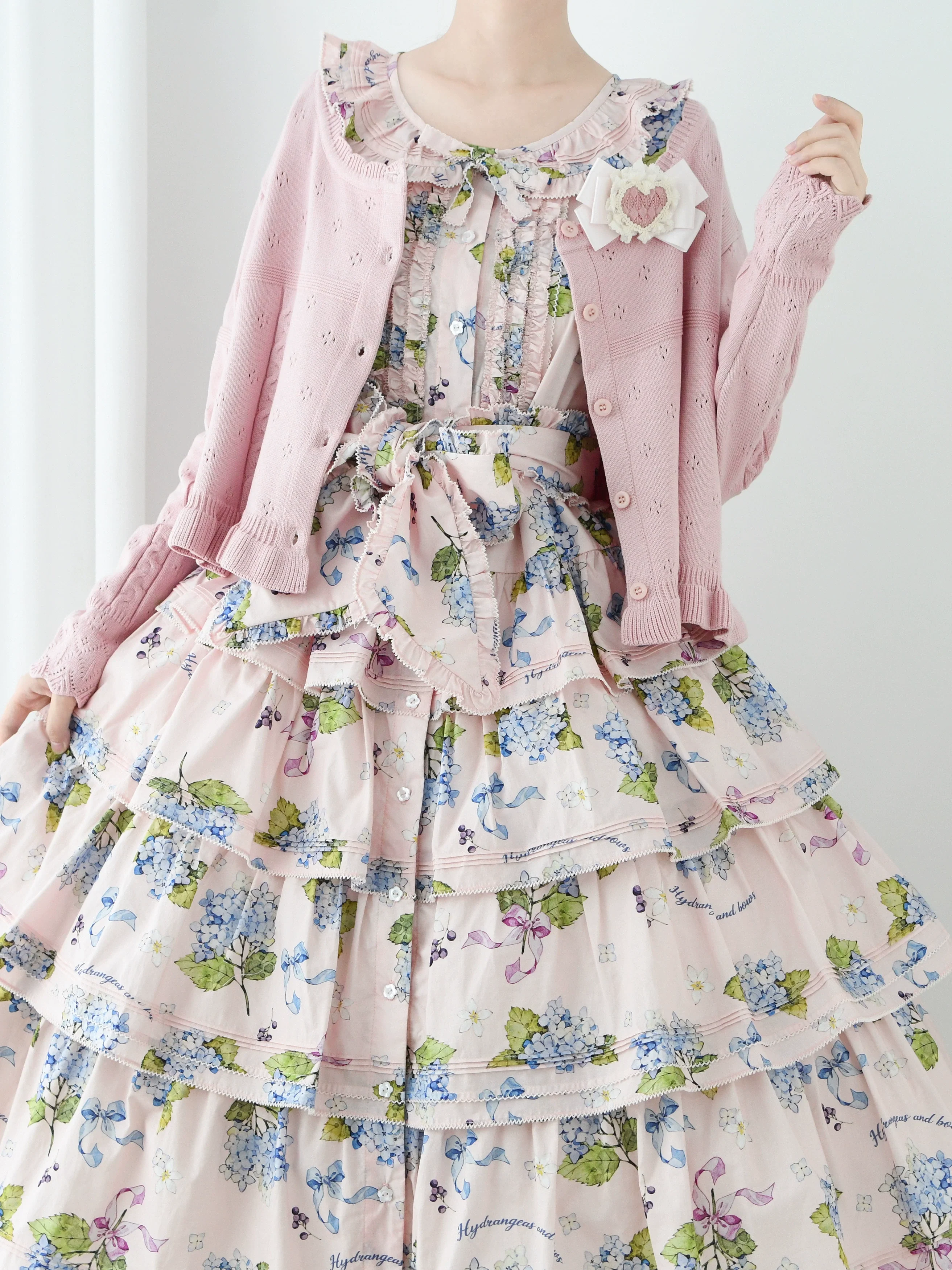 Kawaii Lolita Sweater Cardigan, Ruffled Lace Hem