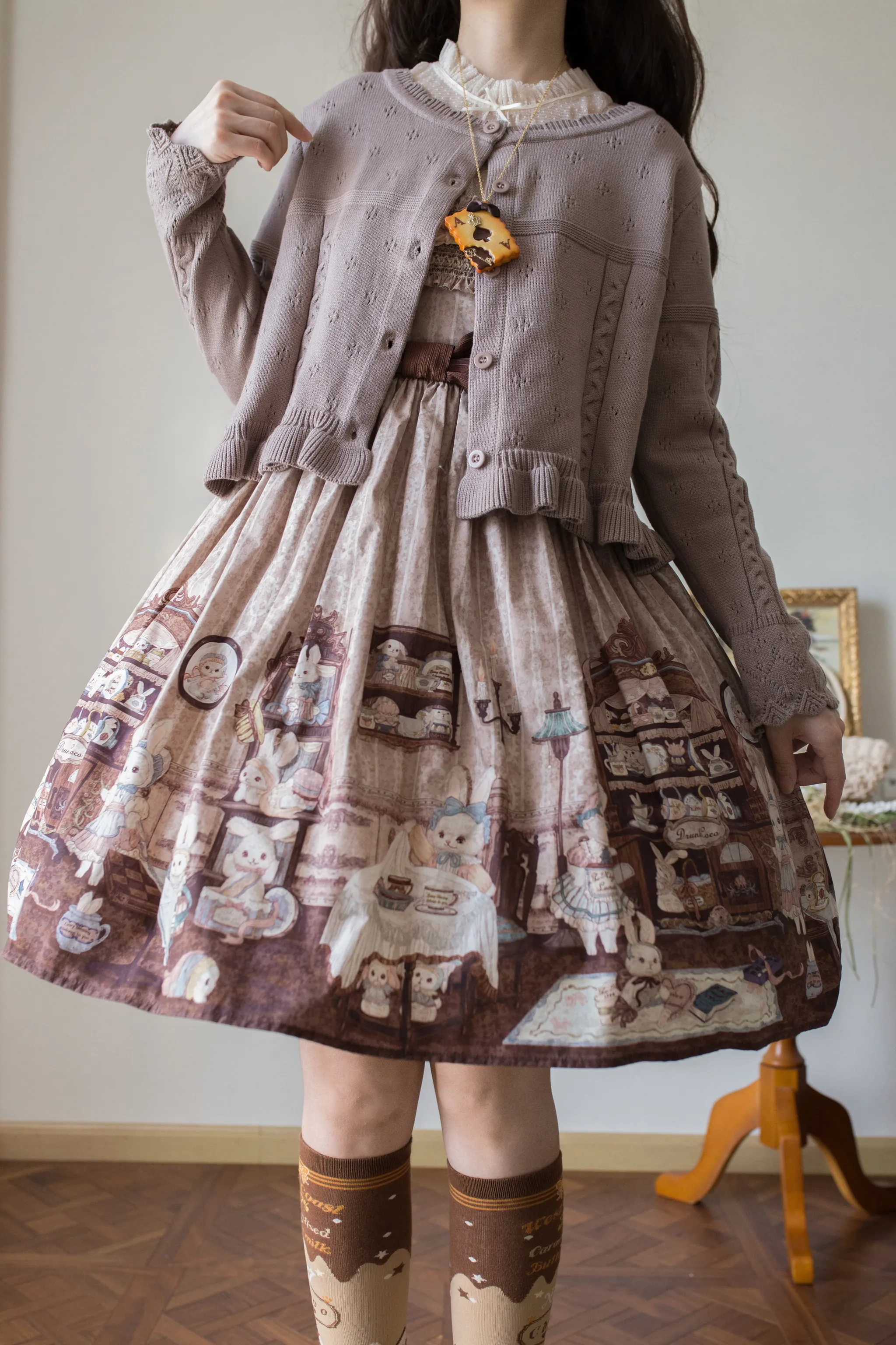 Kawaii Lolita Sweater Cardigan, Ruffled Lace Hem - Image 11