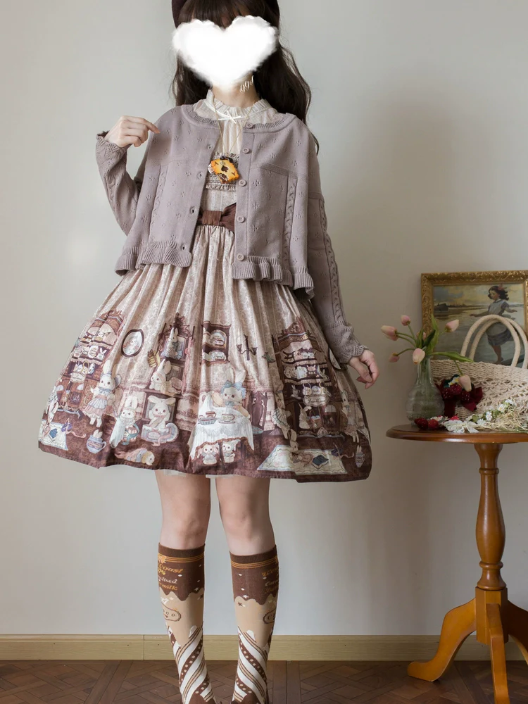 Kawaii Lolita Sweater Cardigan, Ruffled Lace Hem - Image 13