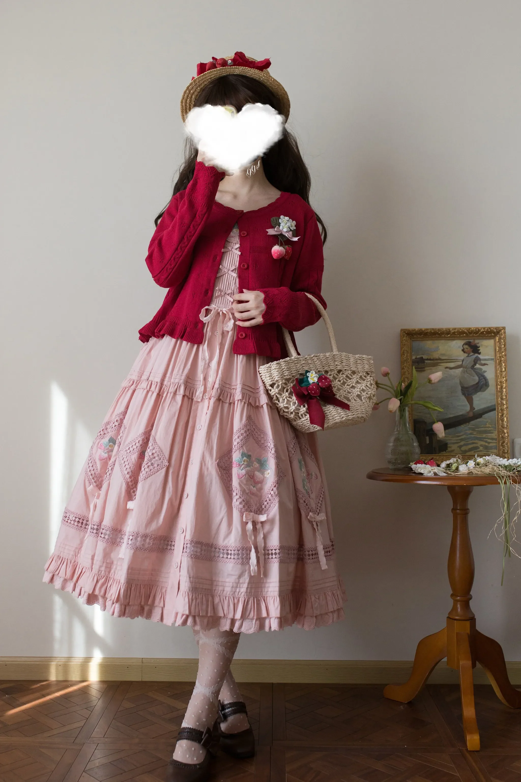 Kawaii Lolita Sweater Cardigan, Ruffled Lace Hem - Image 16