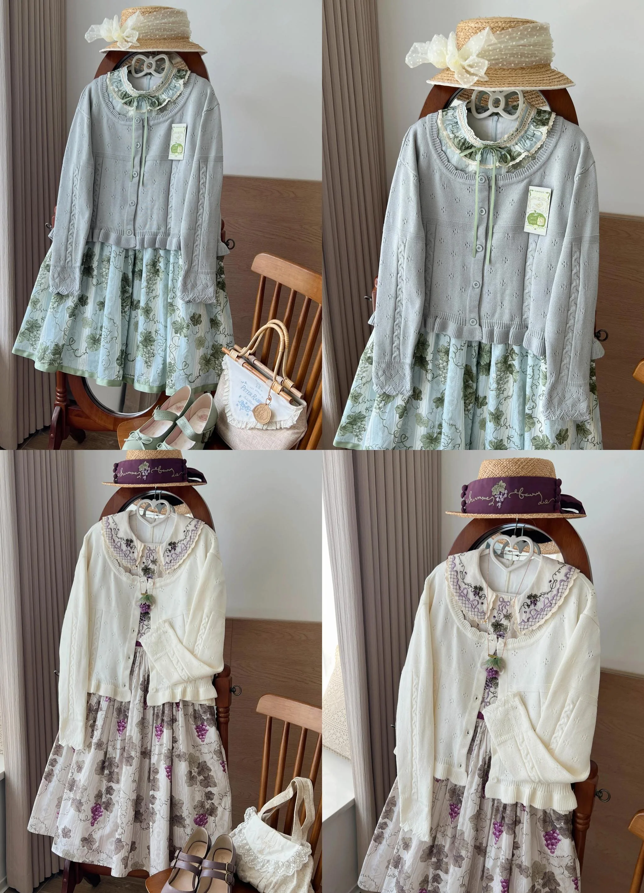 Kawaii Lolita Sweater Cardigan, Ruffled Lace Hem - Image 19