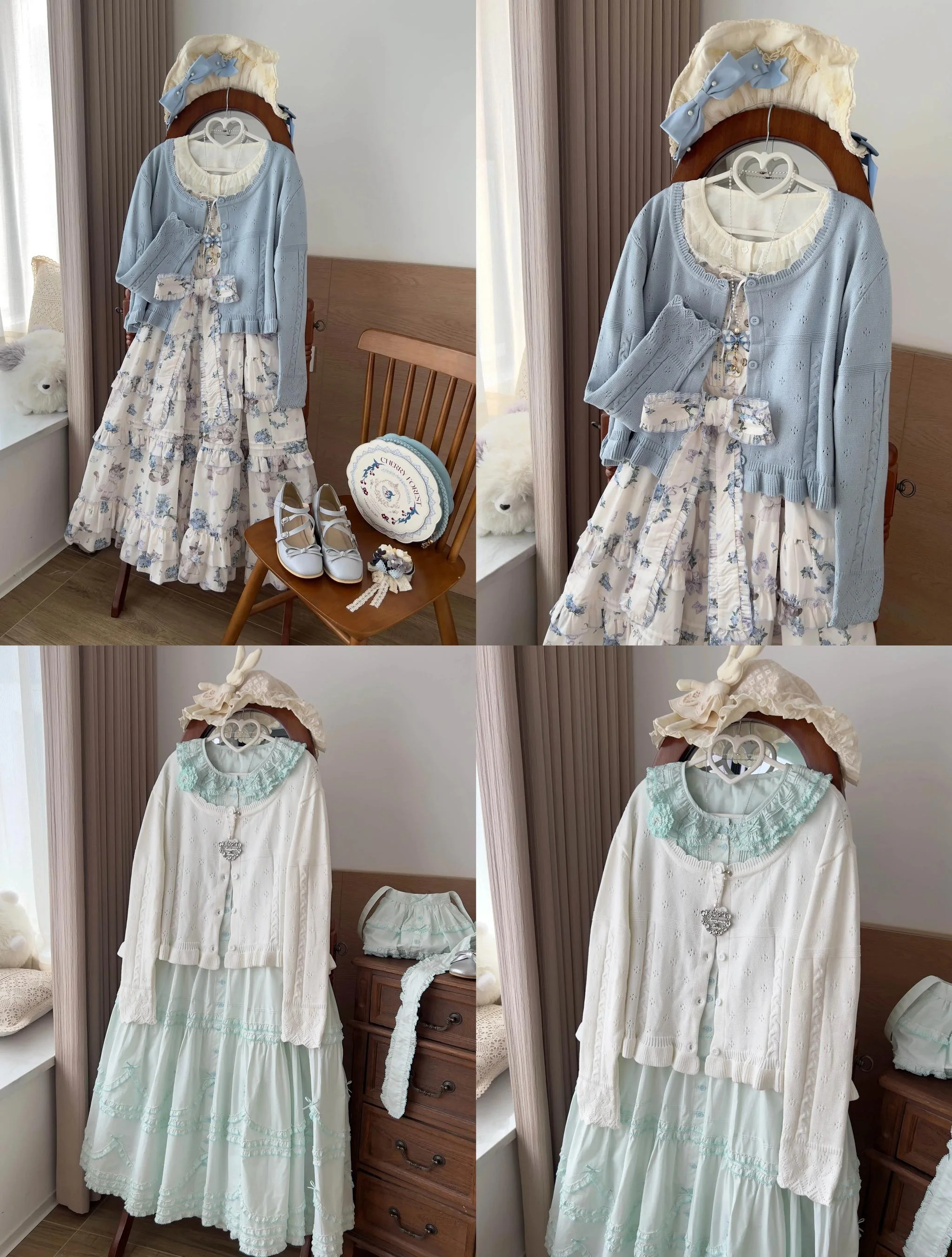 Kawaii Lolita Sweater Cardigan, Ruffled Lace Hem - Image 20