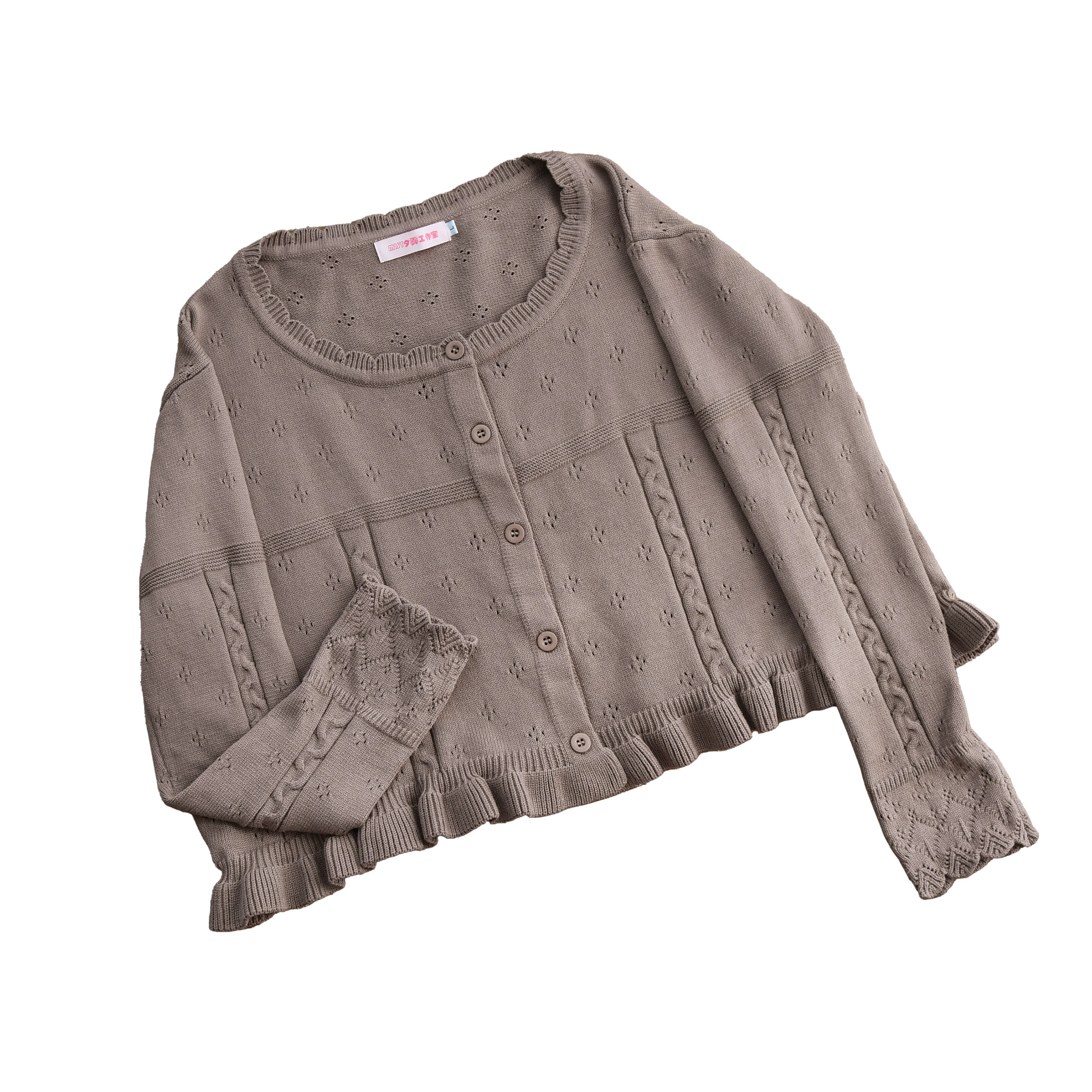 Kawaii Lolita Sweater Cardigan, Ruffled Lace Hem - Image 25