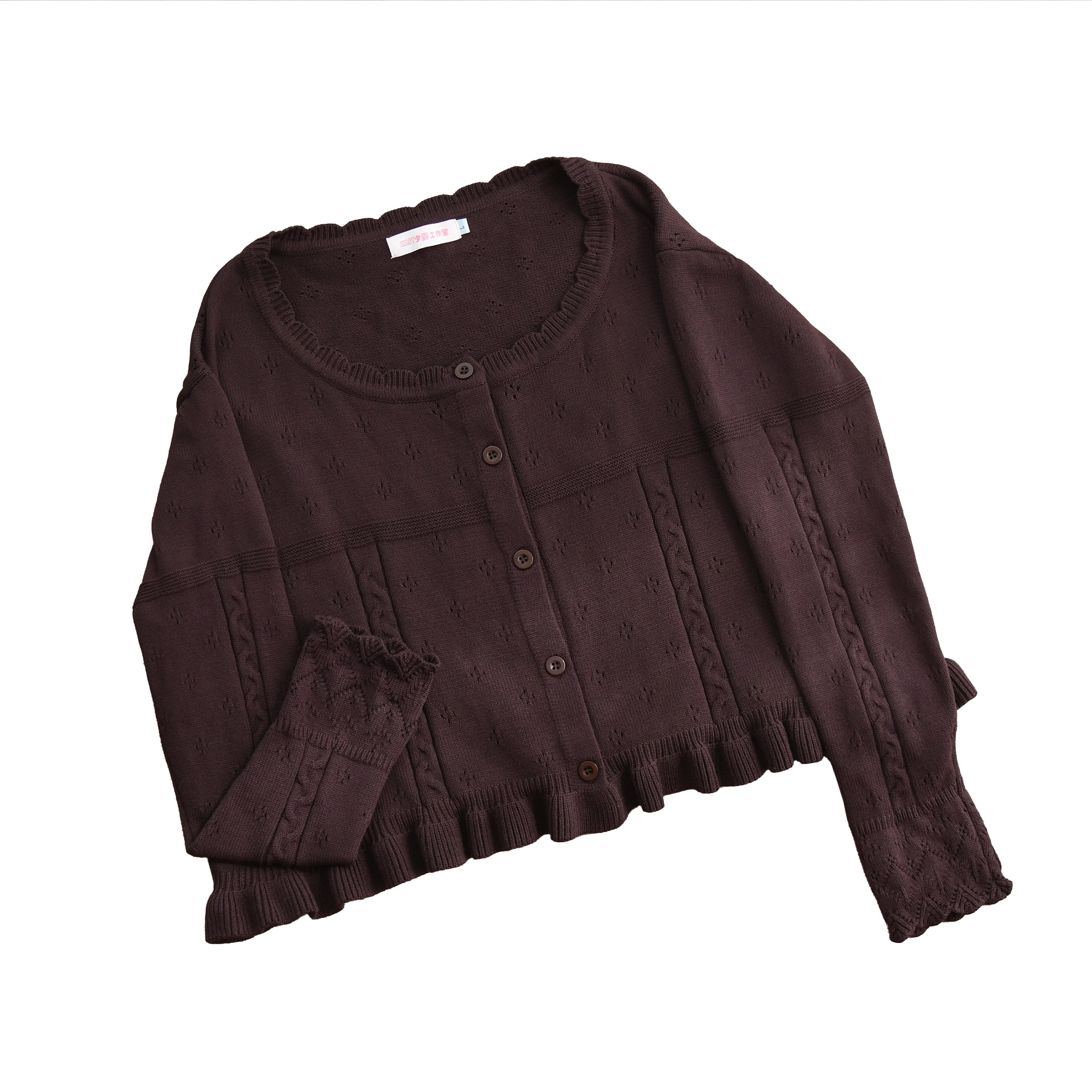 Kawaii Lolita Sweater Cardigan, Ruffled Lace Hem - Image 26