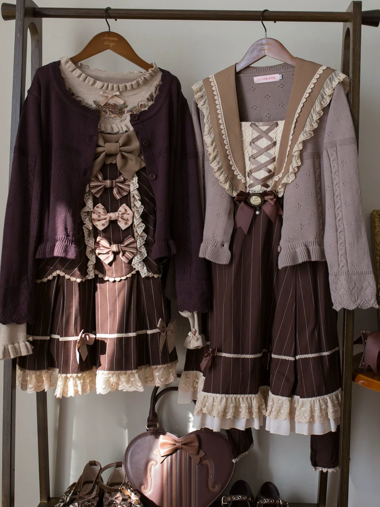 Kawaii Lolita Sweater Cardigan, Ruffled Lace Hem - Image 3