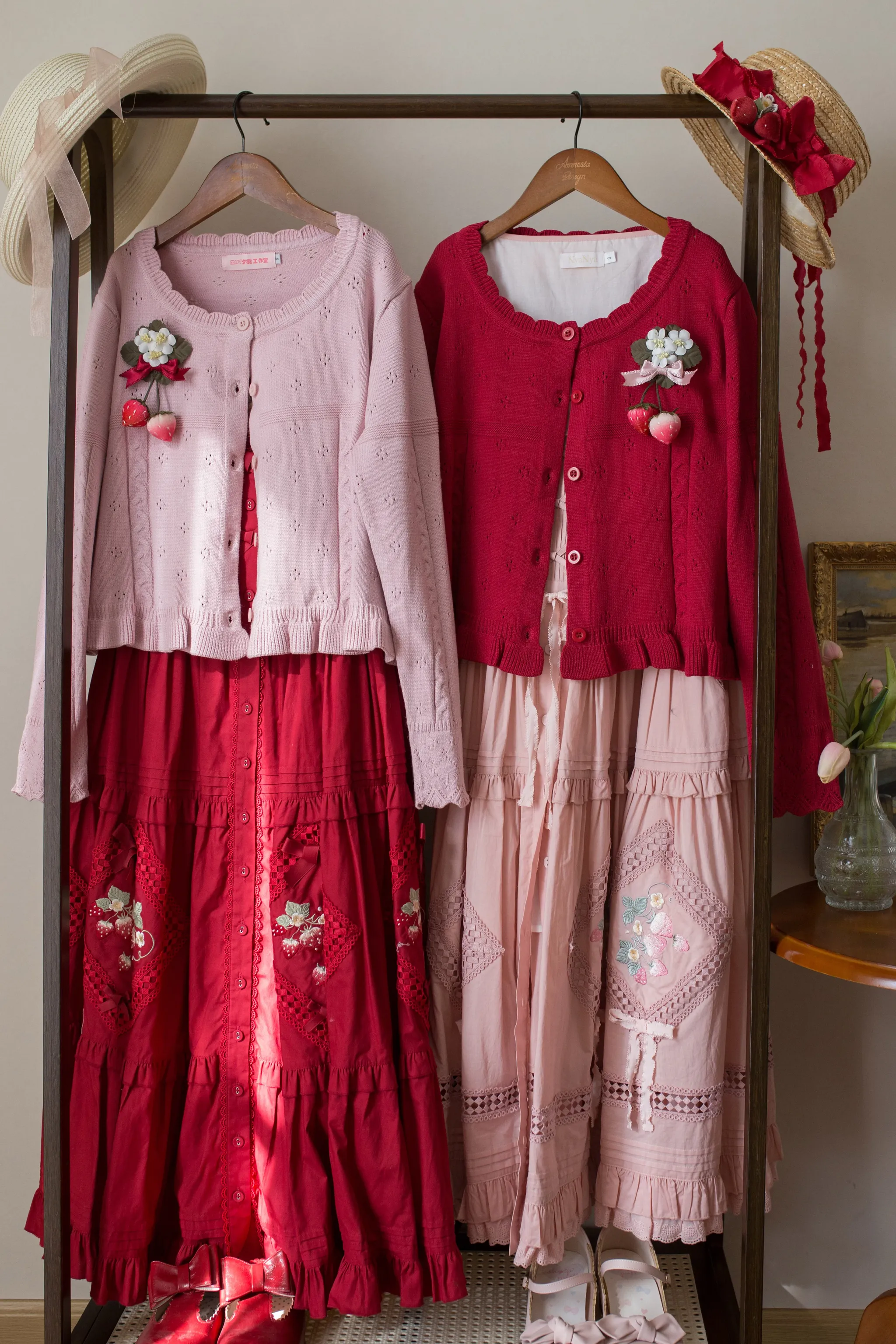 Kawaii Lolita Sweater Cardigan, Ruffled Lace Hem - Image 4