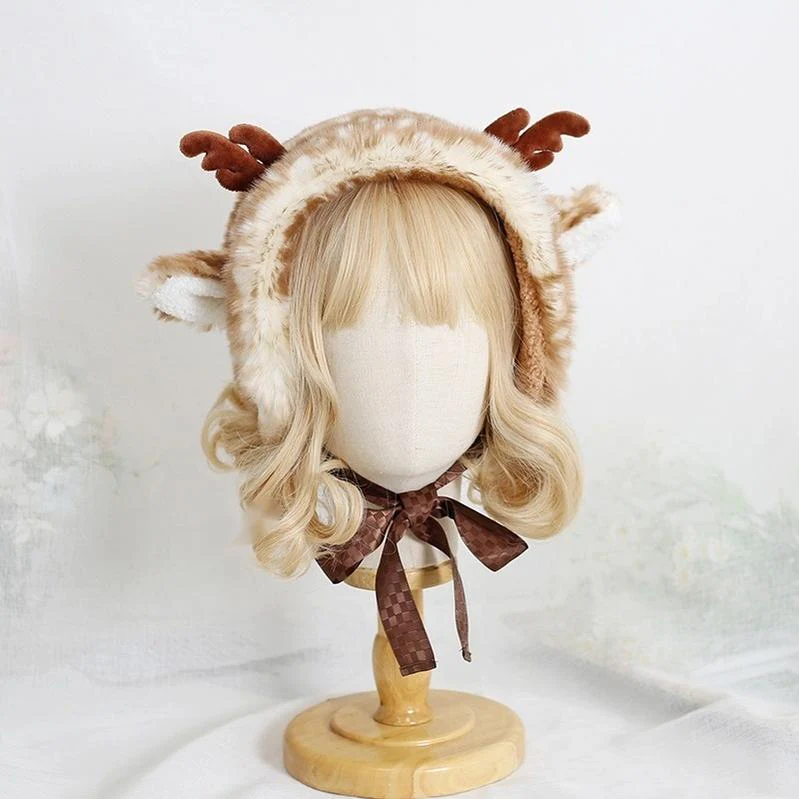 Xiaogui - Deer Spot - Kawaii Lolita Warmer Hat Japanese Sweet Deer Earmuff Hat - Image 2