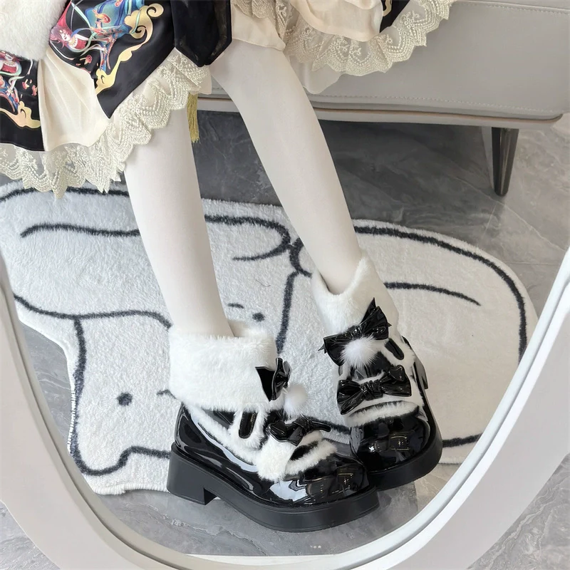 Jiangjiang Biscuit - Kawaii Lolita Winter Boots, Bow-Adorned - Image 7