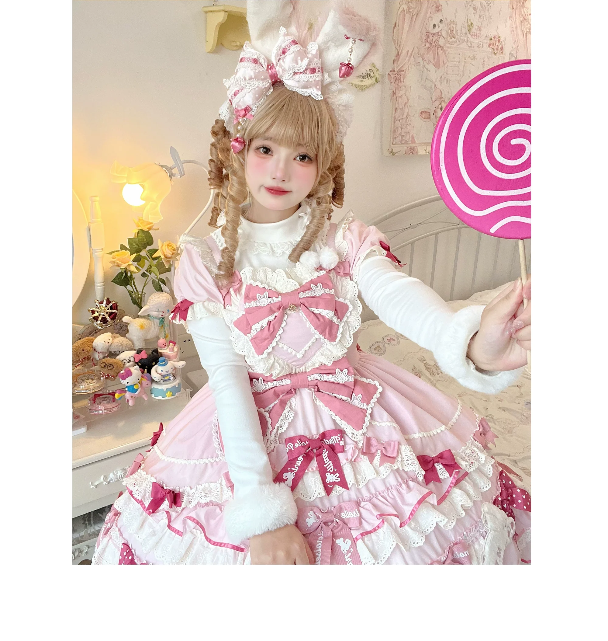 Pom Pom - Kawaii Lolita Winter Innerwear, Fuzzy Cuffs - Image 8