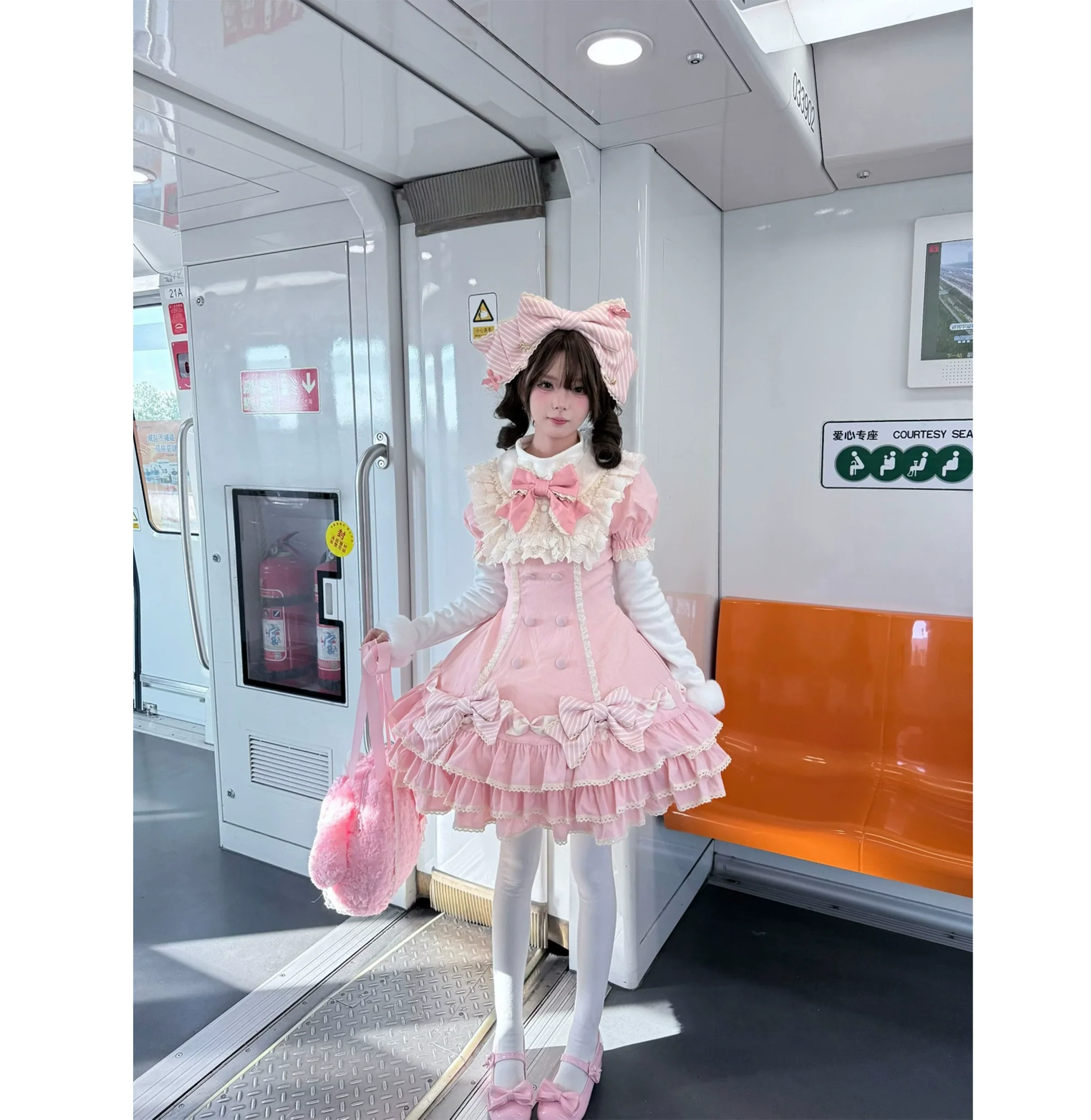 Pom Pom - Kawaii Lolita Winter Innerwear, Fuzzy Cuffs - Image 9