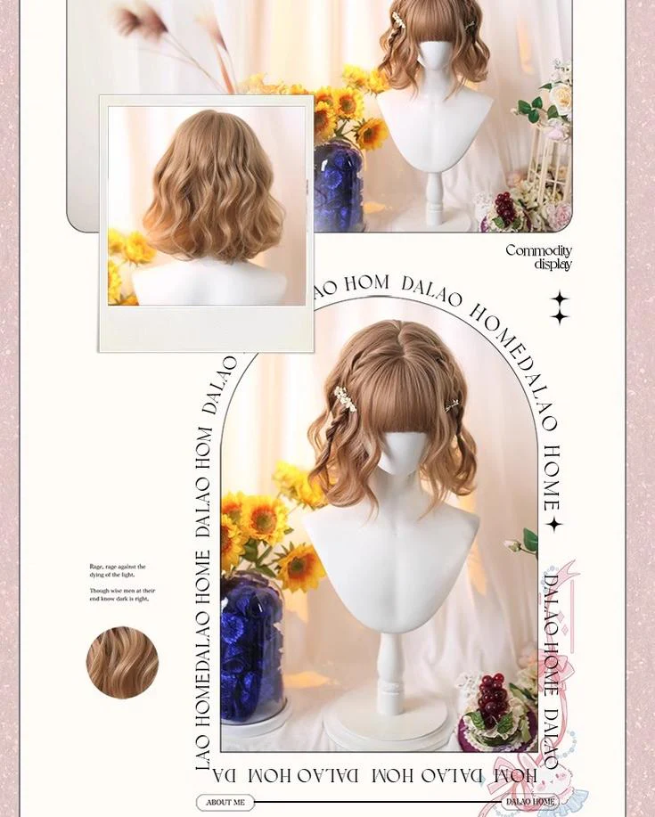 Dalao Home - Kawaii Short Curly Lolita Wig with Bangs - Image 6