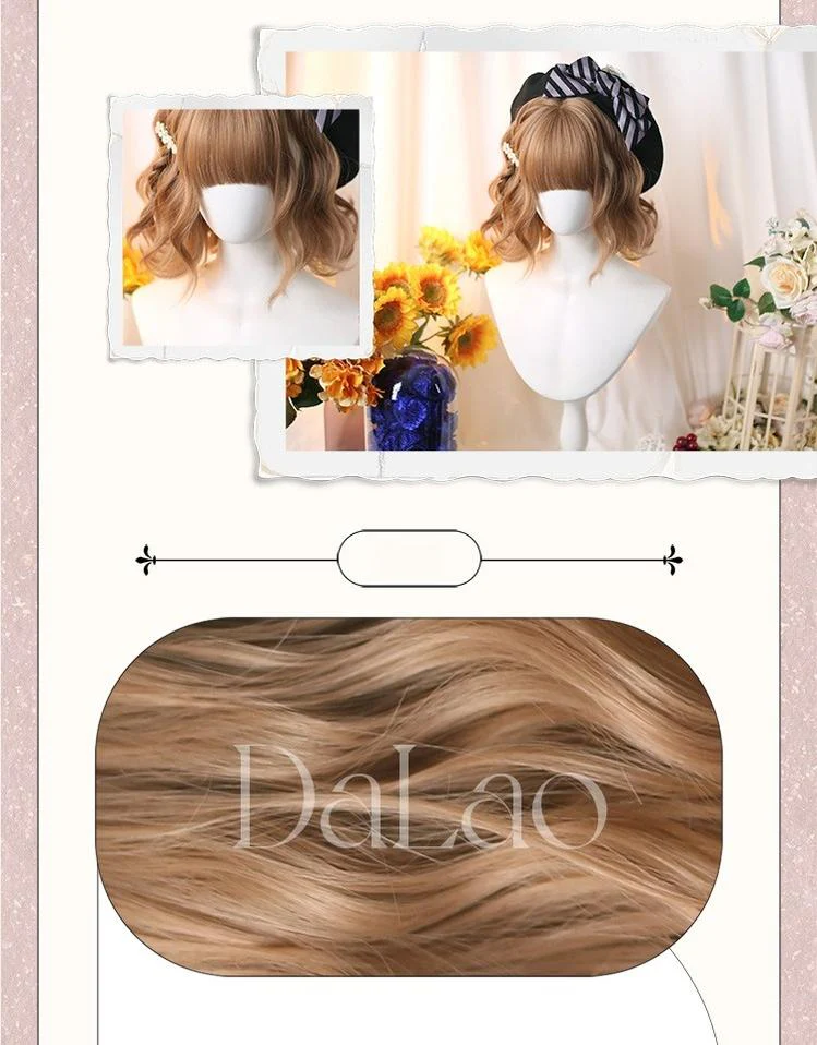 Dalao Home - Kawaii Short Curly Lolita Wig with Bangs - Image 7