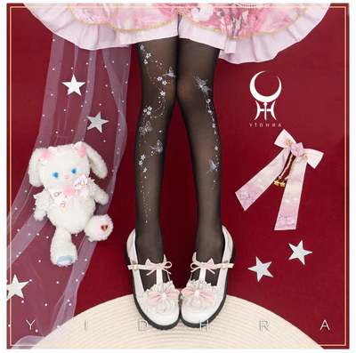 Yidhra - Butterfly Flowers - Summer 20D Velvet Lolita Tights - Image 6