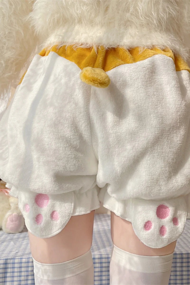 Kawaii Winter Lolita Warm Velvet Bloomers with Corgi Tail - Image 17