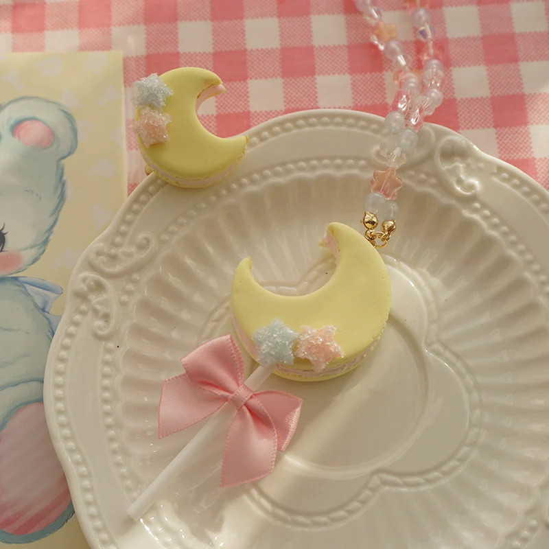 Kwaii Lolita Accessories Moon Lollipop Clay Necklace Ring - Image 6