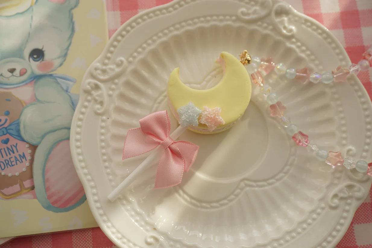 Kwaii Lolita Accessories Moon Lollipop Clay Necklace Ring - Image 8