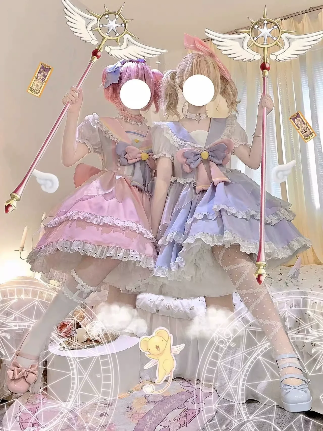 Labixiaoxin - Sweet Lolita OP Dress Navy Collar Pastel Tiered Dress - Image 8