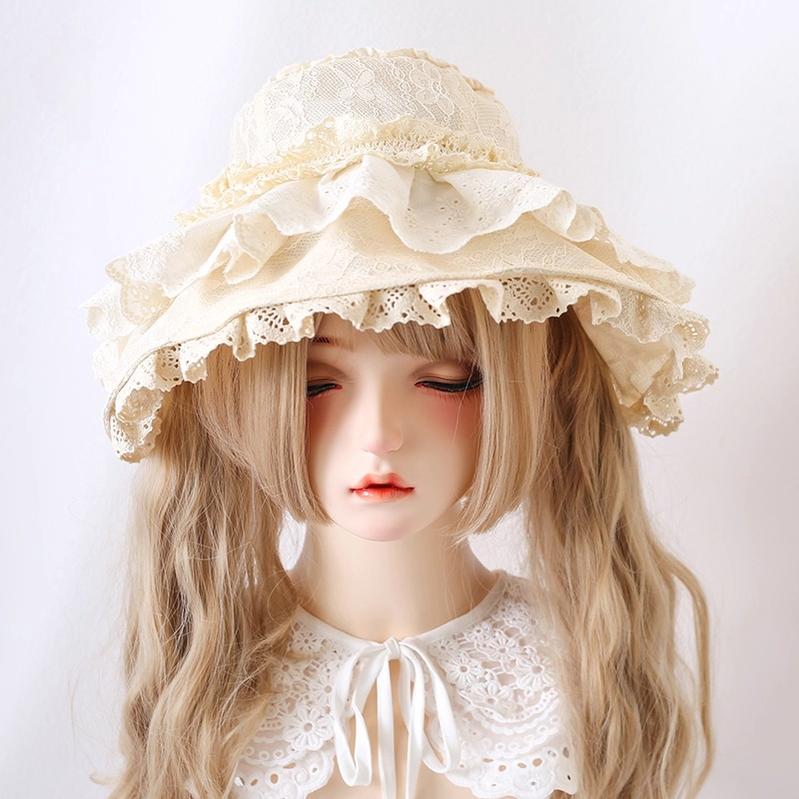Xiaogui - Lace Lolit Sun Hat, Detachable Bows - Image 7