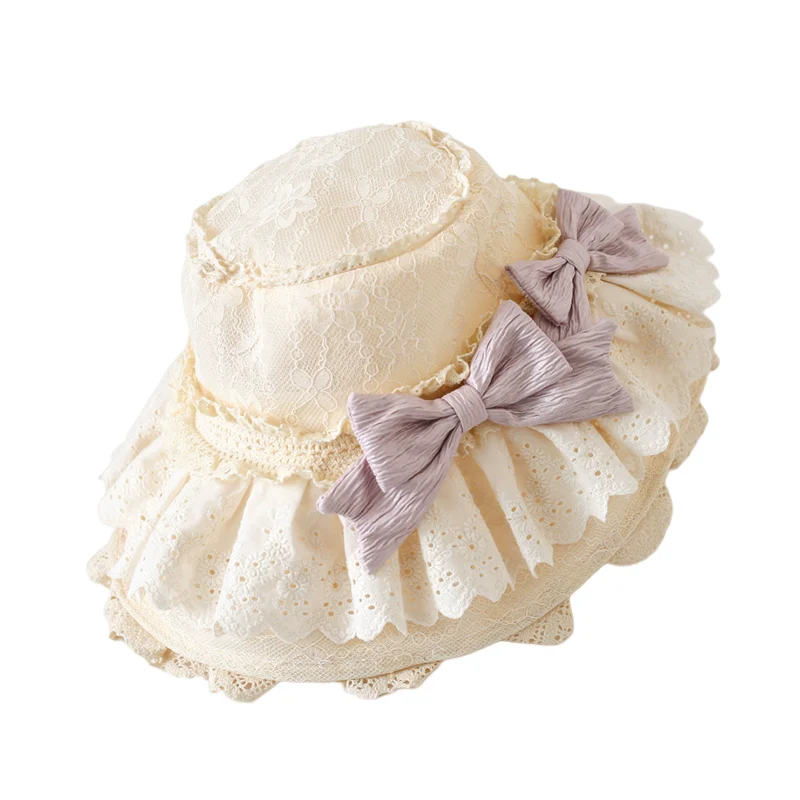 Xiaogui - Lace Lolit Sun Hat, Detachable Bows - Image 8