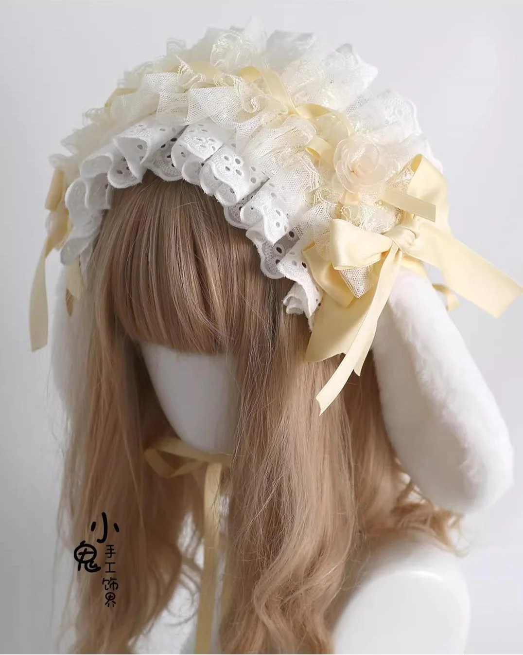 Lace Lolita Hairband, 2-in1 Bunny Ear Hairband - Image 10