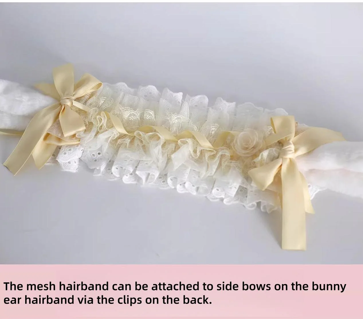 Lace Lolita Hairband, 2-in1 Bunny Ear Hairband - Image 5