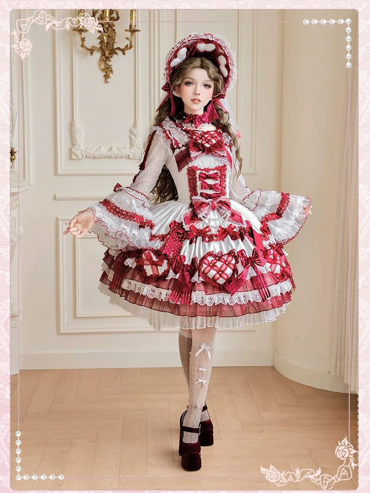 Shuang Sheng Xiao Xiong - Heart of Love - Lace Sweet Lolita Shirt, Hime-Sleeves - Image 14