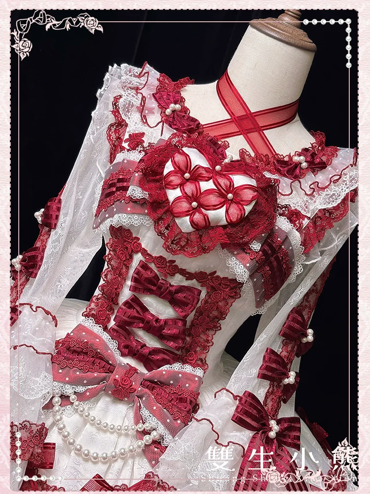 Shuang Sheng Xiao Xiong - Heart of Love - Lace Sweet Lolita Shirt, Hime-Sleeves - Image 15