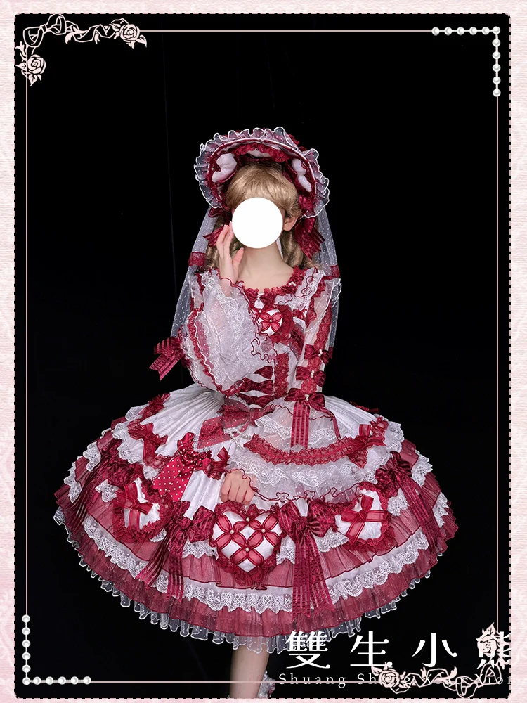 Shuang Sheng Xiao Xiong - Heart of Love - Lace Sweet Lolita Shirt, Hime-Sleeves - Image 16