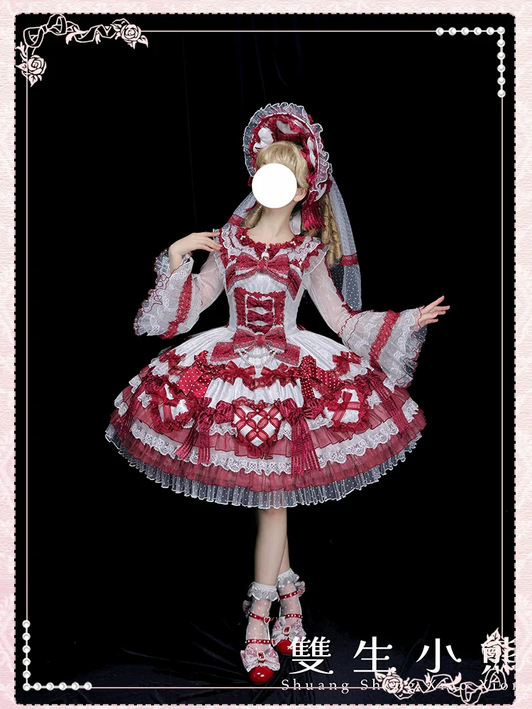Shuang Sheng Xiao Xiong - Heart of Love - Lace Sweet Lolita Shirt, Hime-Sleeves - Image 17