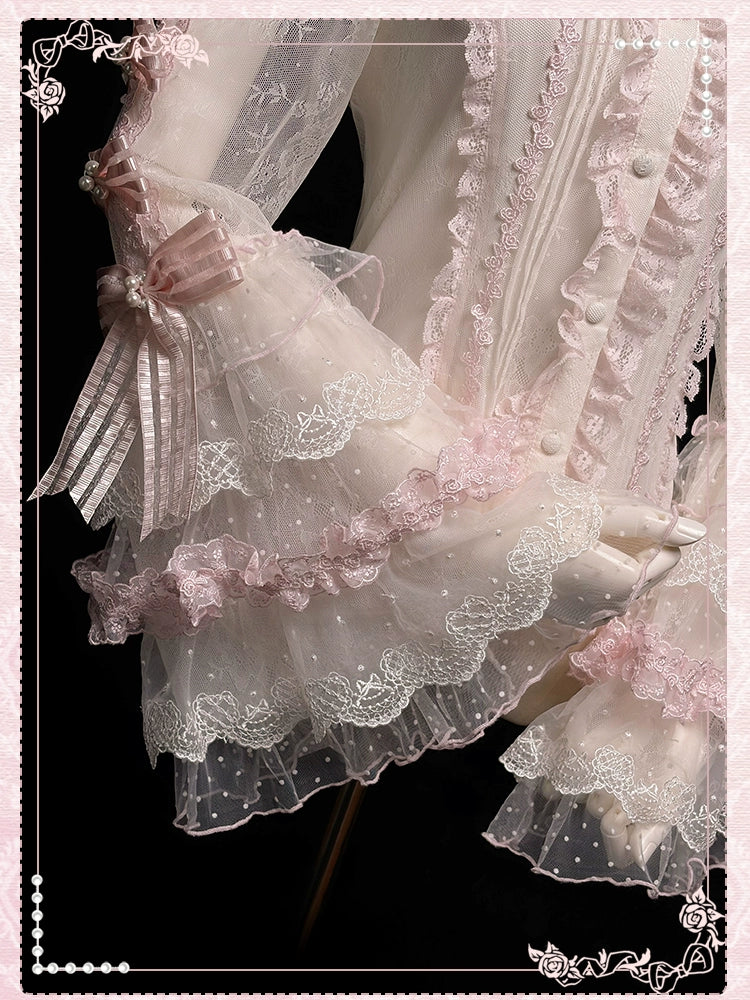 Shuang Sheng Xiao Xiong - Heart of Love - Lace Sweet Lolita Shirt, Hime-Sleeves - Image 20