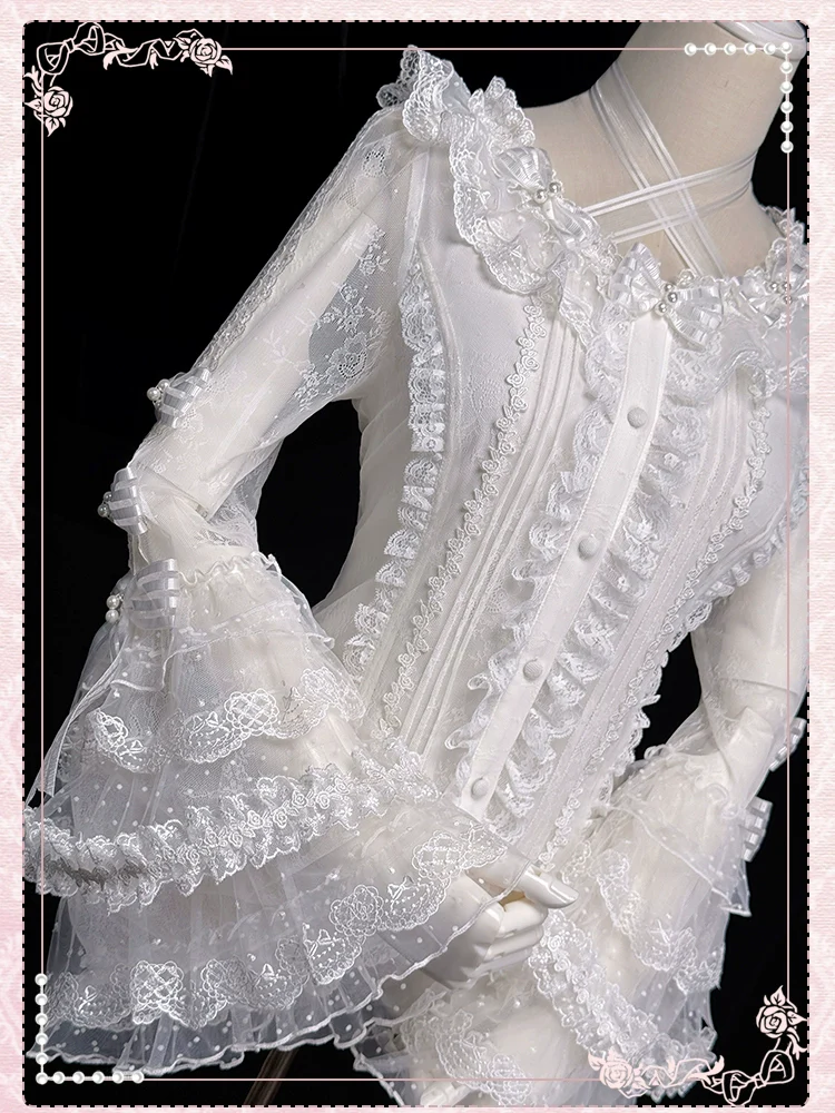 Shuang Sheng Xiao Xiong - Heart of Love - Lace Sweet Lolita Shirt, Hime-Sleeves - Image 24