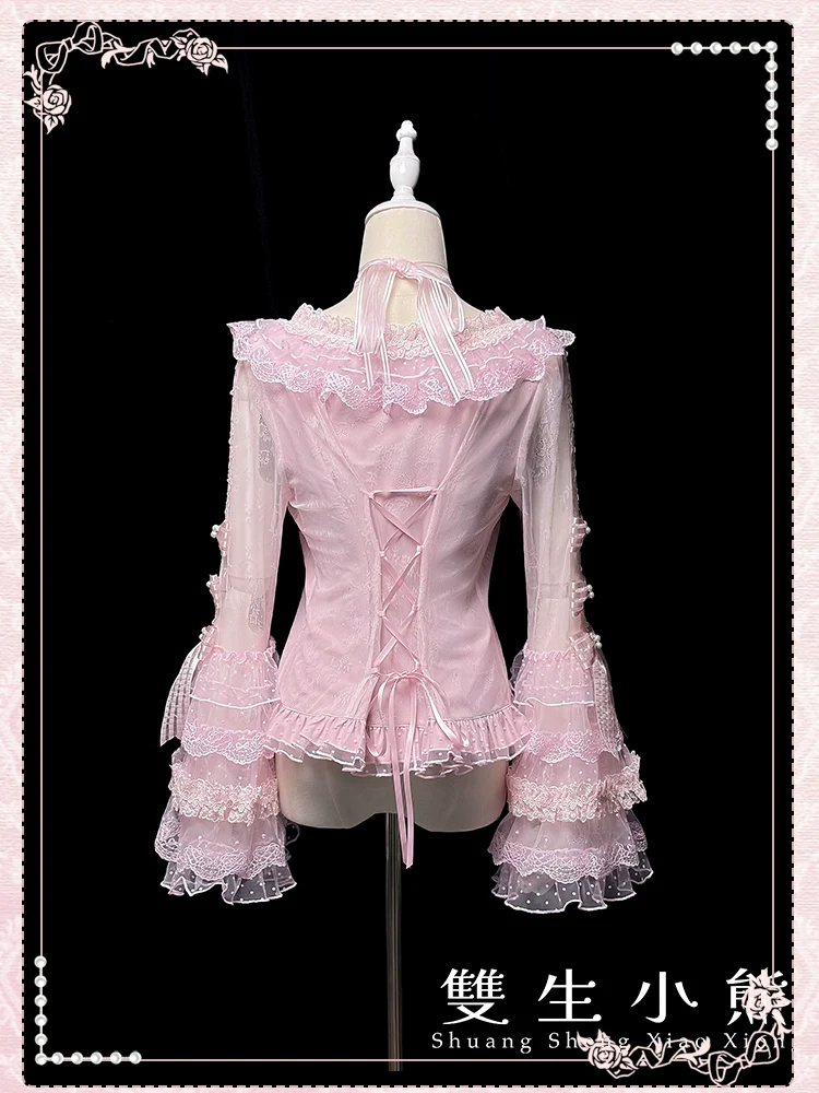 Shuang Sheng Xiao Xiong - Heart of Love - Lace Sweet Lolita Shirt, Hime-Sleeves - Image 26