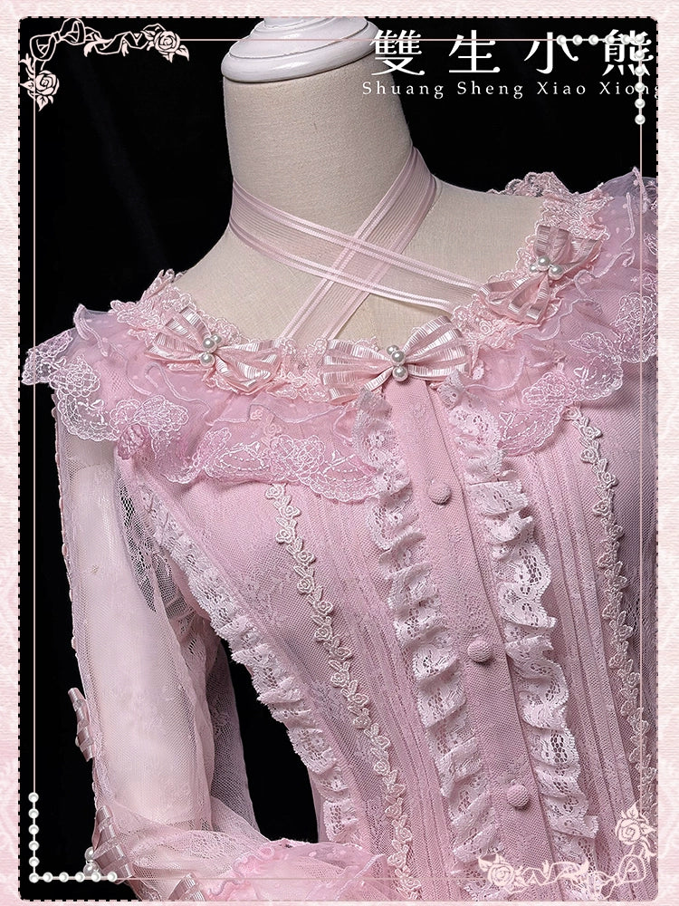 Shuang Sheng Xiao Xiong - Heart of Love - Lace Sweet Lolita Shirt, Hime-Sleeves - Image 27