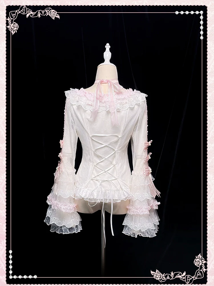 Shuang Sheng Xiao Xiong - Heart of Love - Lace Sweet Lolita Shirt, Hime-Sleeves - Image 6