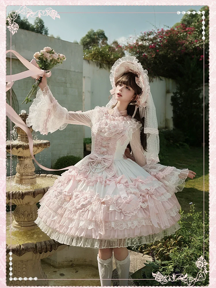 Shuang Sheng Xiao Xiong - Heart of Love - Lace Sweet Lolita Shirt, Hime-Sleeves - Image 8