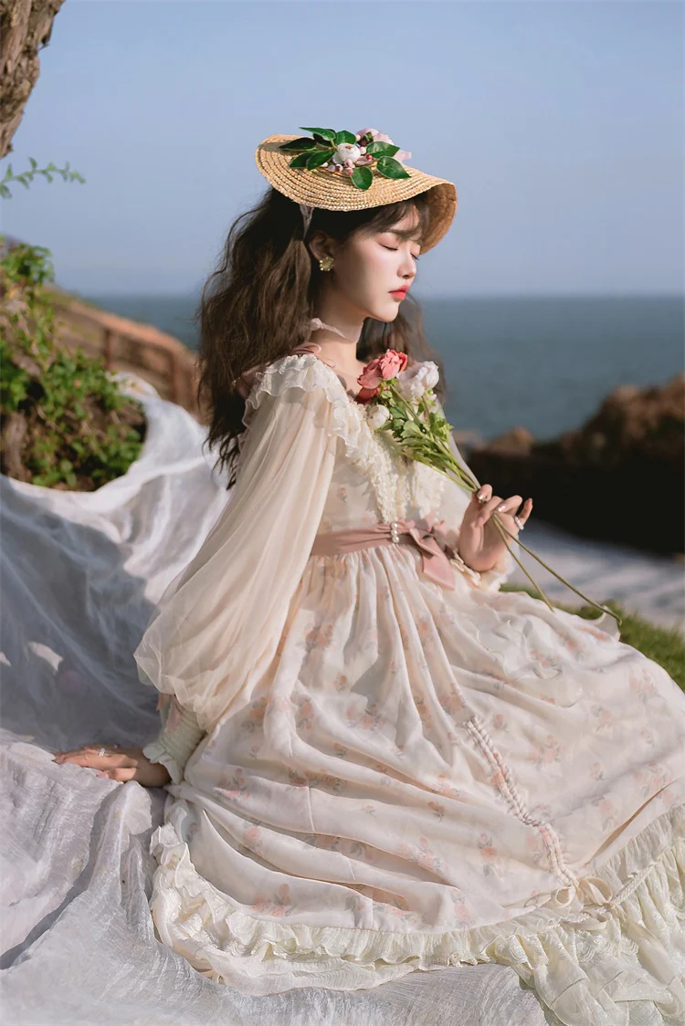 Time Stationery - Elegant Lolita Long Sleeve OP Dress - Image 10