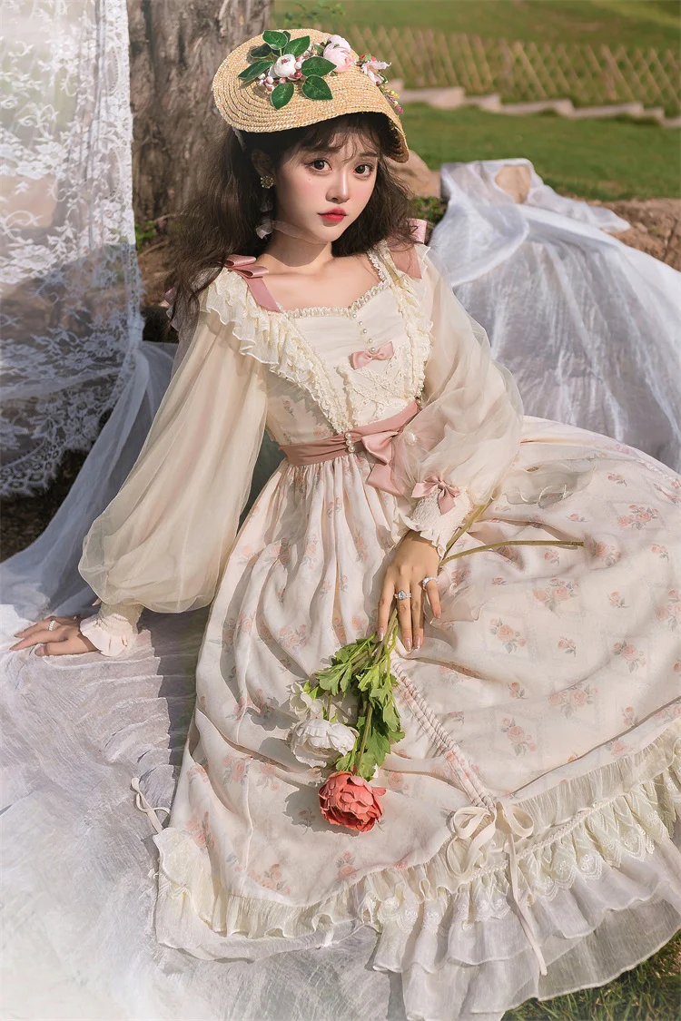 Time Stationery - Elegant Lolita Long Sleeve OP Dress - Image 11