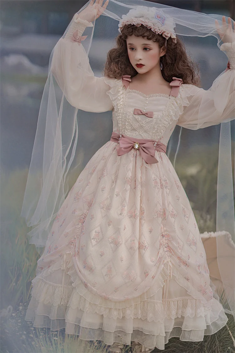 Time Stationery - Elegant Lolita Long Sleeve OP Dress - Image 19