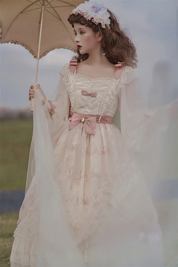 Time Stationery - Elegant Lolita Long Sleeve OP Dress - Image 20