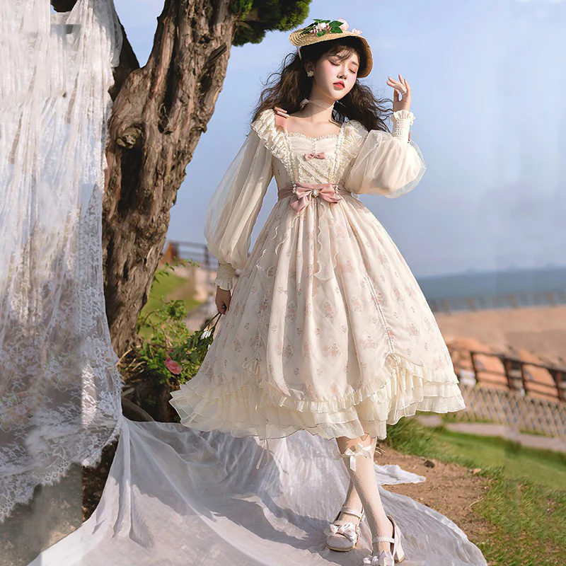 Time Stationery - Elegant Lolita Long Sleeve OP Dress - Image 3