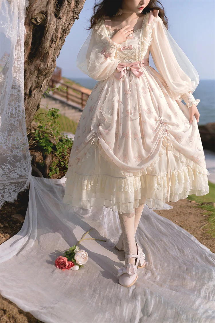 Time Stationery - Elegant Lolita Long Sleeve OP Dress - Image 6