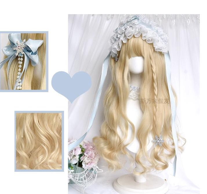 Light Blone Wavy Lolita Wig, Straight Bang - Image 4