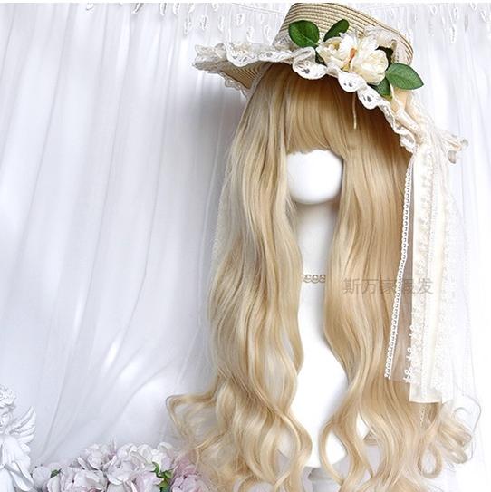 Light Blone Wavy Lolita Wig, Straight Bang - Image 6