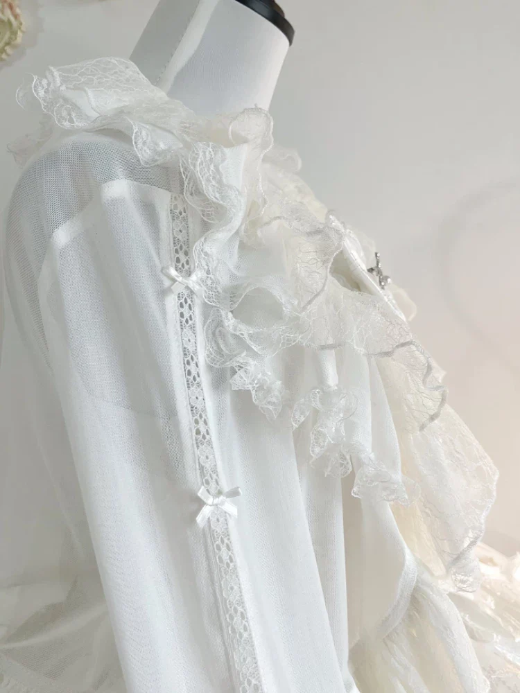 Mist Cardigan - Lightweight Sweet Lolita Bolero, Ruffle Details - Image 4