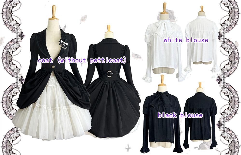 Gothic Lolita Black and White Striped JSK Set - Image 50