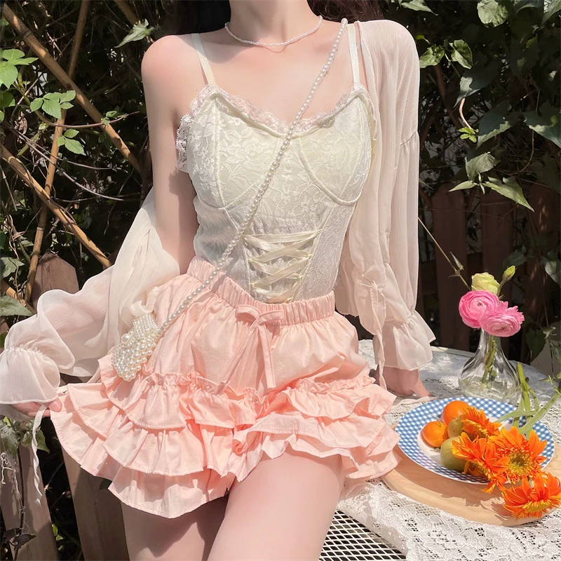 Daily Lolita Bloomers Anti-Exposure Pink Ruffle Safety Shorts - Image 11